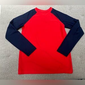 Like new boys Primary red and blue Ragland Sleeve long sleeve rash guard size 12